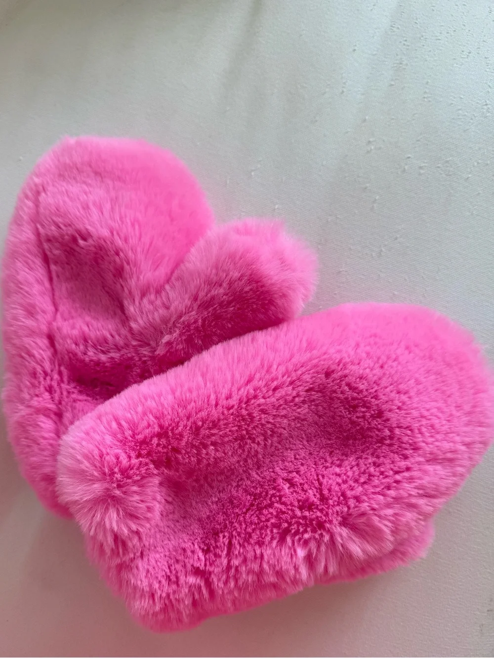 Kids Plush Hot Pink Faux Fur Mittens